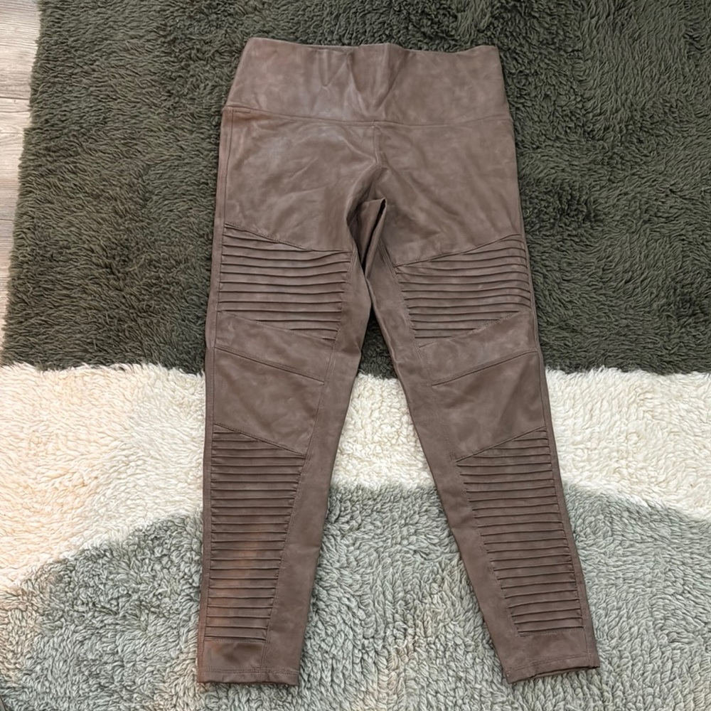 7 for All Mankind Brown Faux Leather Moto Leggings